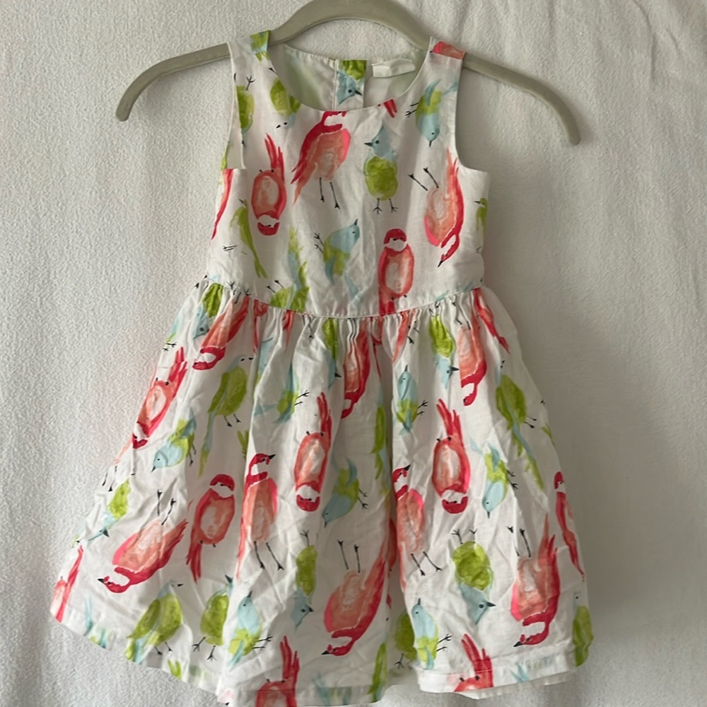 Crazy 8 girls colorful birds sleeveless dress, size 4T.